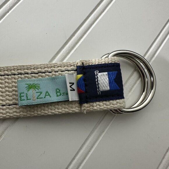 Eliza B. Men’s M 34-36 Code Flag Belt D-Ring Grosgrain Ribbon On Canvas Nautical - Picture 5 of 7